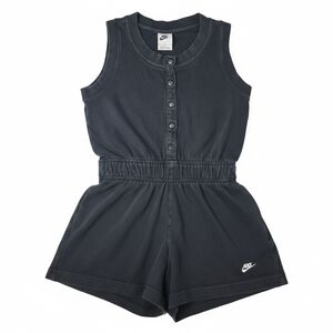 Nike Sportswear Girls Henley Romper Black Cotton Snap Front Medium 10/12